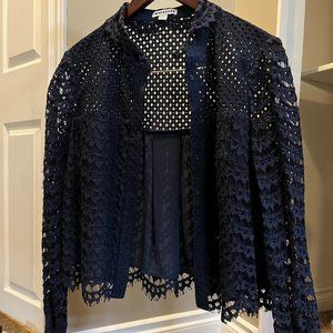 Whistles lace blouse jacket - navy (size 10)
